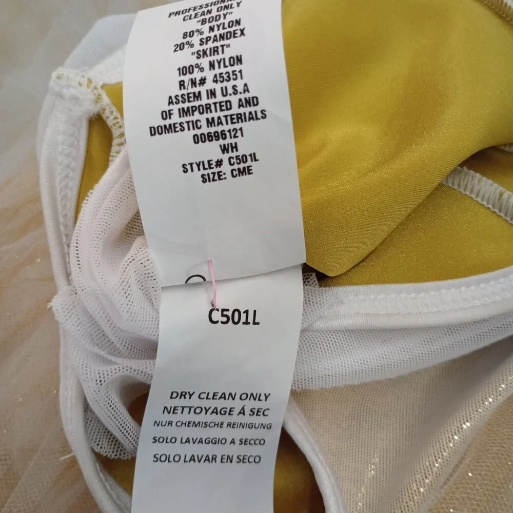 Curtain Call Dance Costume Style C501L Gold and White Tutu Size CME - Picture 9 of 9
